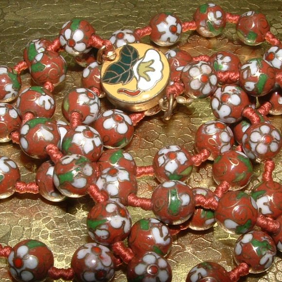 Vintage 50's CLOISONNE Bead Necklace - Picture 4 of 4